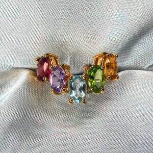 Gold-Plated Multi-Color Gem Ring